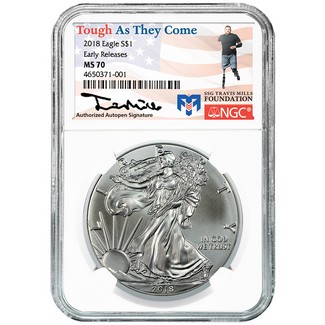 2018 Silver Eagle NGC MS70 ER benefiting the Travis Mills Foundation