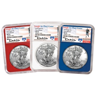 2018 Red, White & Blue Silver Eagles NGC MS70 ER benefiting the Travis Mills Foundation