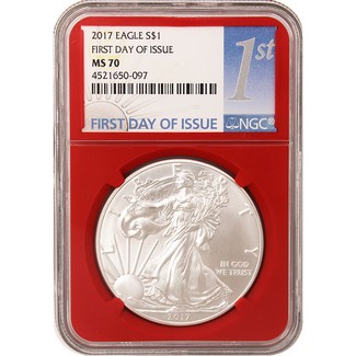 2017 Silver Eagle NGC MS70 First Day of Issue Red Core