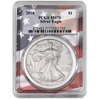 2018 Silver Eagle PCGS MS70 Flag Picture Frame