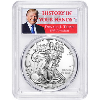 2019 Silver Eagle PCGS MS70 Trump-History in Your Hands Label