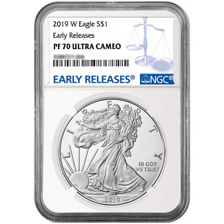 2019 W Proof Silver Eagle NGC PF70 Ultra Cameo Early Releases Blue Label