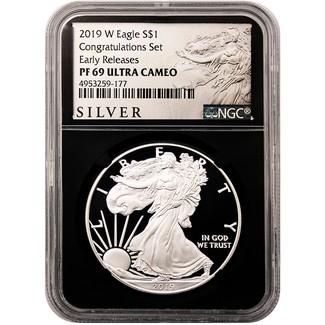 2019 W 'Congratulations Set' Proof Silver Eagle NGC PF69 Ultra Cameo ER Black Core ALS Label