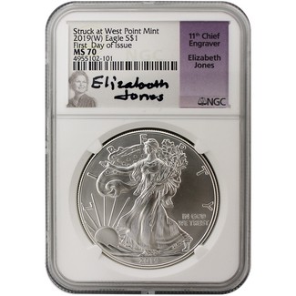 2019 (W) Struck at West Point Silver Eagle NGC MS70 First Day Issue Elizabeth Jones Signed