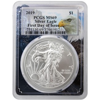 2019 Silver Eagle PCGS MS69 First Day Issue Eagle Picture Frame