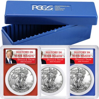 2019 W RWB Burnished Silver Eagles PCGS SP70 First Day Issue Trump History in Your Hands