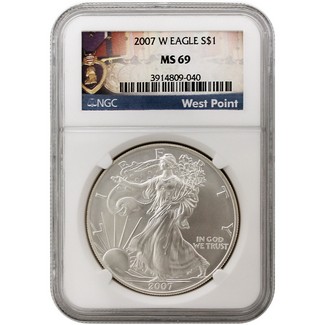 2007 W Burnished Silver Eagle NGC MS69 Purple Heart Label