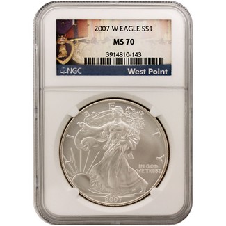 2007 W Burnished Silver Eagle NGC MS70 Purple Heart Label