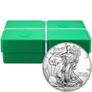 2020 1oz Silver Eagle Brilliant UNC Green Monster Box (500 coins)