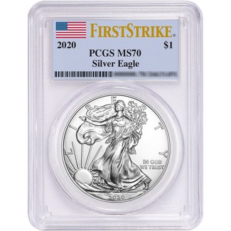 2020 Silver Eagle PCGS MS70 First Strike Flag Label