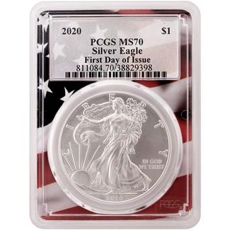 2020 Silver Eagle PCGS MS70 First Day Issue Flag Picture Frame