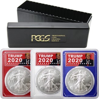 2020 (P) Red,White & Blue Struck at Philly Silver Eagles 'Emergency Issue' PCGS MS69 FDI Trump 2020