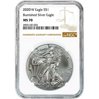 2020 W Burnished Silver Eagle NGC MS70 Brown Label