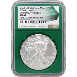 2020(P) Silver Eagle "Emergency Production" NGC MS69 Green Core