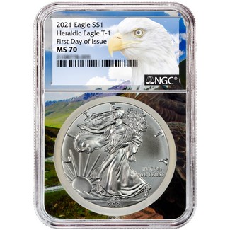 2021 Heraldic Silver Eagle NGC MS70 First Day Issue Eagle Core