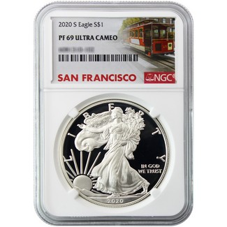 2020S Proof Silver Eagle NGC PF69 UC Cable Car Label