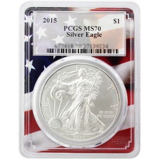 2015 Silver Eagle PCGS MS70 Flag Picture Frame