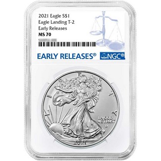 2021 Eagle Landing Type 2 Silver Eagle NGC MS70 Early Releases Blue Label