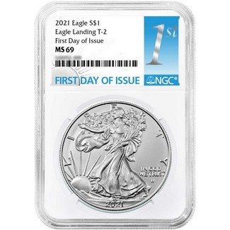 2021 Eagle Landing Type 2 Silver Eagle NGC MS69 First Day Issue 1st Label
