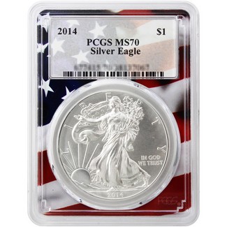 2014 Silver Eagle PCGS MS70 Flag Picture Frame
