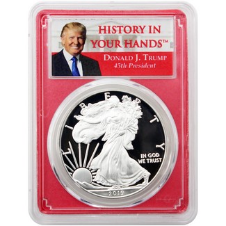 2019 W Proof Silver Eagle PCGS PR70 DCAM Trump-History in Your Hands Red Picture Frame