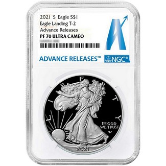 2021 S Eagle Landing Type 2 Proof Silver Eagle NGC PF70 Ultra Cameo Advance Releases