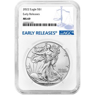 2022 Silver Eagle NGC MS69 Early Releases Blue Label
