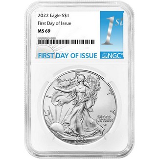 2022 Silver Eagle NGC MS69 First Day Issue 1st Label