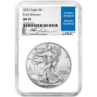 2022 Silver Eagle NGC MS70 Early Release Michael Gaudioso Signed