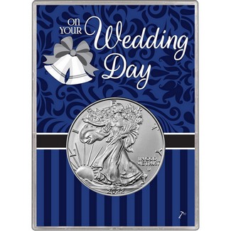 2022 Silver American Eagle BU in Wedding Day Gift Holder