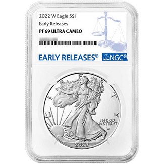 2022 W Proof Silver Eagle NGC PF69 Ultra Cameo Early Releases Blue Label