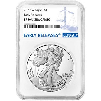 2022 W Proof Silver Eagle NGC PF70 Ultra Cameo Early Releases Blue Label