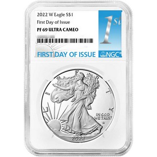 2022 W Proof Silver Eagle NGC PF69 Ultra Cameo First Day Issue White Core 1st Label