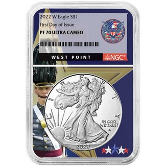 2022 W Proof Silver Eagle NGC PF70 Ultra Cameo First Day Issue West Point Core