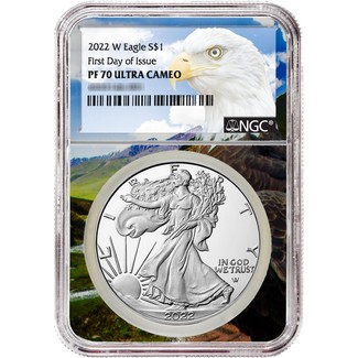 2022 W Proof Silver Eagle NGC PF70 Ultra Cameo First Day Issue Eagle Core