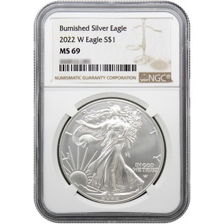 2022 W Burnished Silver Eagle NGC MS69 Brown Label