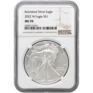 2022 W Burnished Silver Eagle NGC MS70 Brown Label