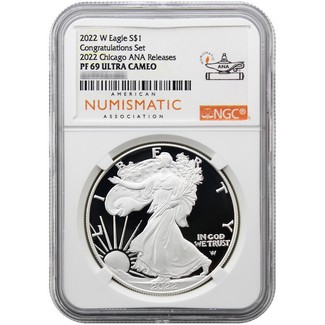 2022 W 'Congratulations Set' Proof Silver Eagle NGC PF69 UC 2022 Chicago ANA Releases ANA Label