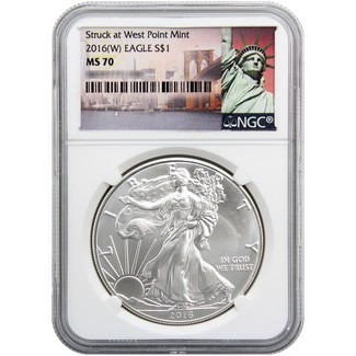 2016 (W) 'Struck at West Point' Silver Eagle NGC MS70 NY Label