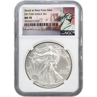 2017 (W) 'Struck at West Point' Silver Eagle NGC MS70 NY Label