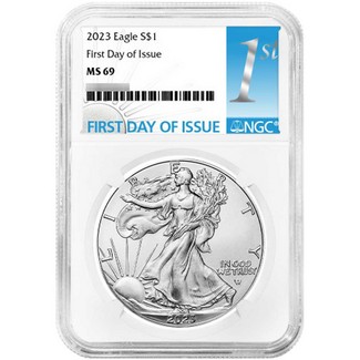 2023 Silver Eagle NGC MS69 First Day Issue 1st Label