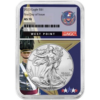2023 Silver Eagle NGC MS70 First Day Issue West Point Core