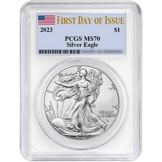 2023 Silver Eagle PCGS MS70 First Day Issue Flag Label