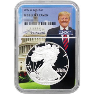 2022 W Proof Silver Eagle NGC PF70 Ultra Cameo Donald Trump Core