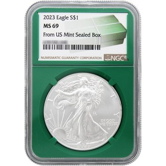 2023 Silver Eagle NGC MS69 Green Core Holder