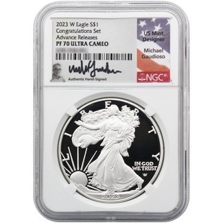 2023 W Proof Congratulations Set Silver Eagle NGC PF70 UC Advance Releases Gaudioso Signed