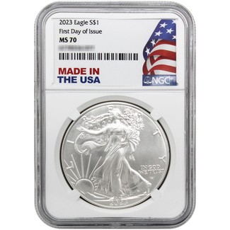 2023 Silver Eagle NGC MS70 First Day Issue Made in the USA Holder