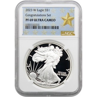 2023 W 'Congratulations Set' Eagle Landing Proof Silver Eagle NGC PF69 UC Gold Star Label