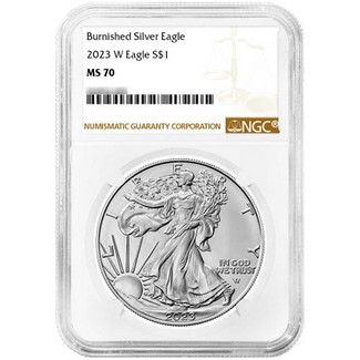 2023 W Burnished Silver Eagle NGC MS70 Brown Label