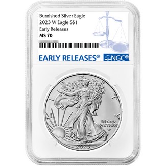 2023 W Burnished Silver Eagle NGC MS70 Early Releases Blue Label